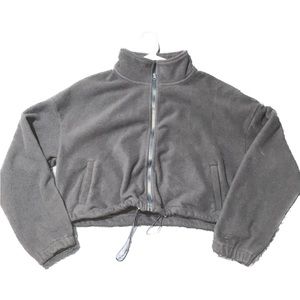 Navy Blue Soft Crop Zip Up